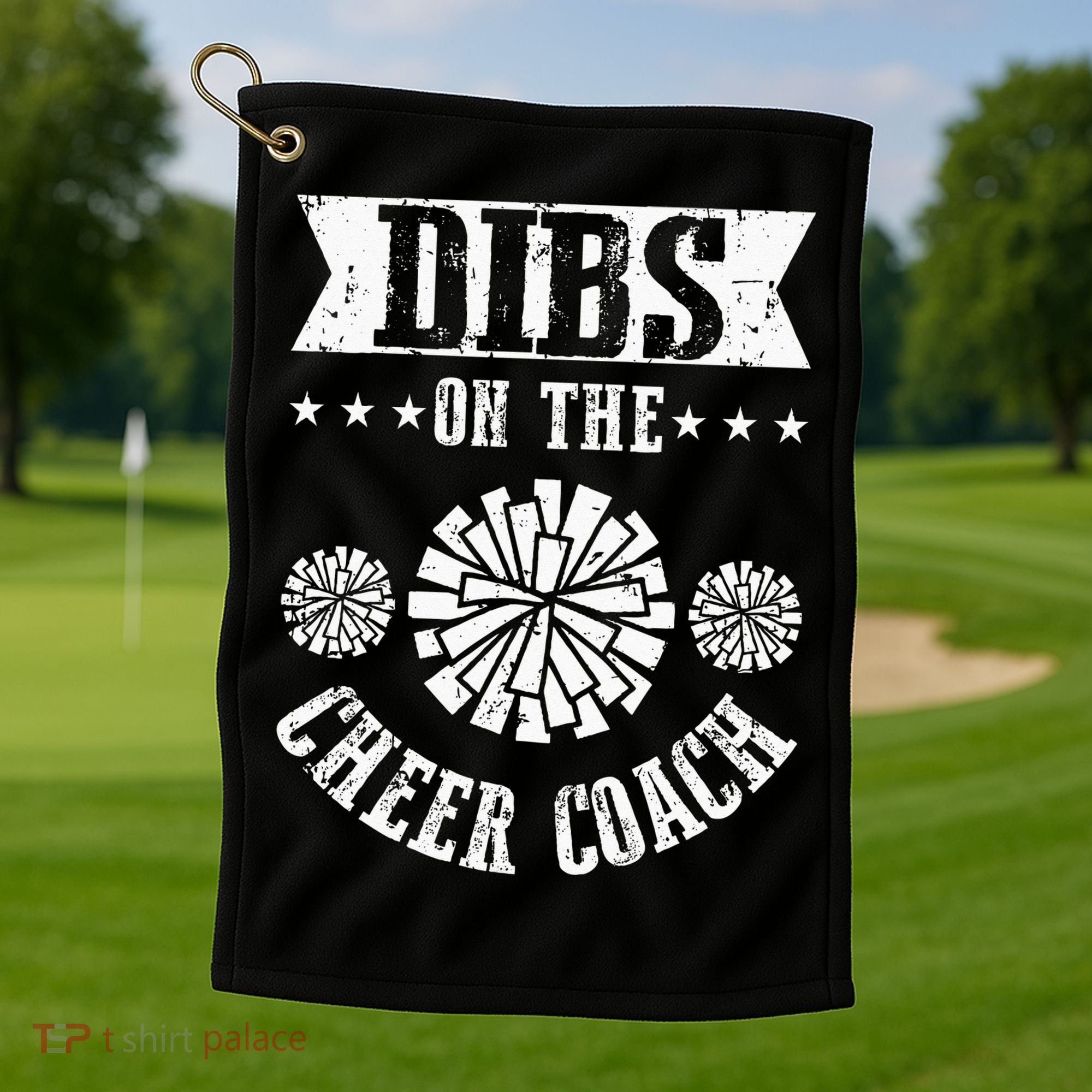 Funny Football Dibs On The Cheer Coach Pom Poms Golf Towel
