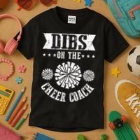 Funny Football Dibs On The Cheer Coach Pom Poms Kids T-Shirt thumb 3