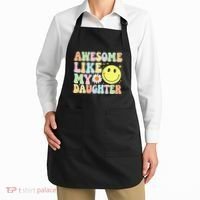Funny FatherS Day Awesome Like My Daughter Retro Groovy Dad Apron thumb 2