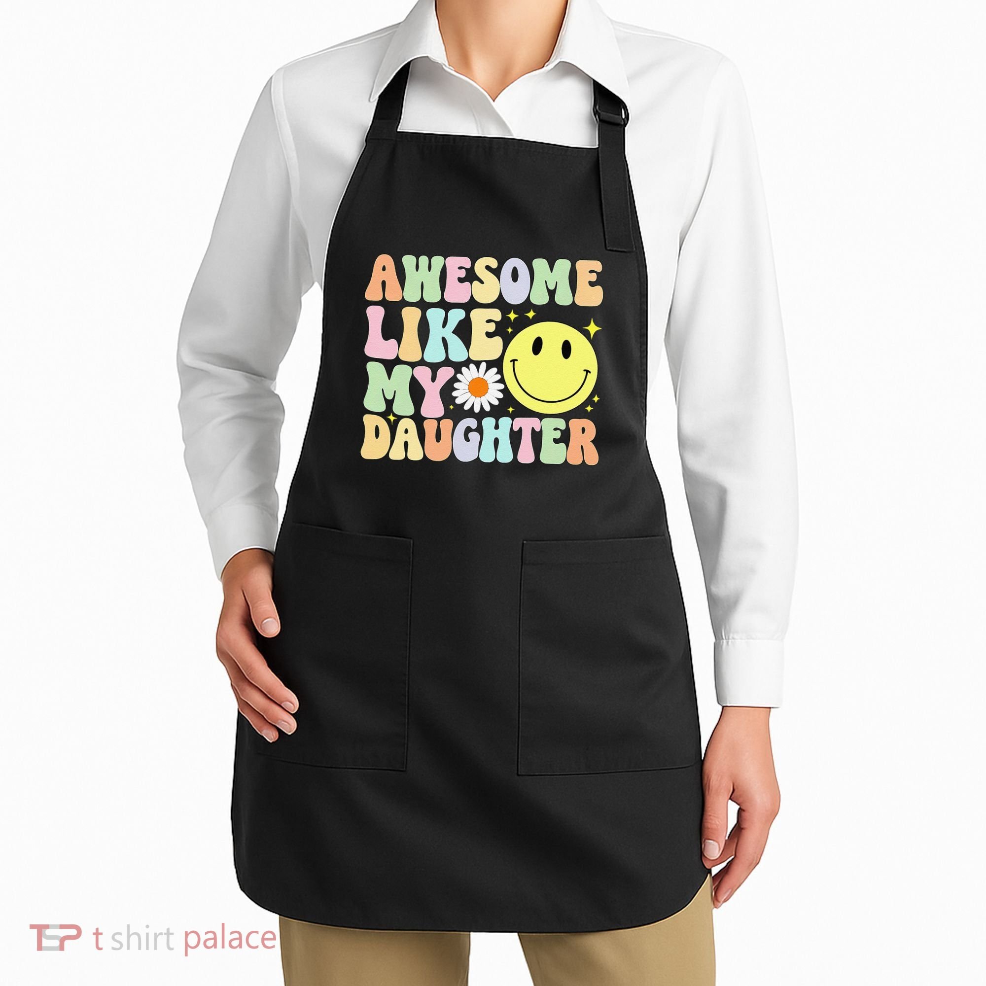 Funny FatherS Day Awesome Like My Daughter Retro Groovy Dad Apron