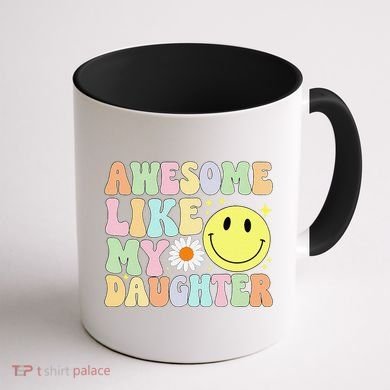 Funny FatherS Day Awesome Like My Daughter Retro Groovy Dad Coffee Mug back