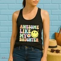 Funny FatherS Day Awesome Like My Daughter Retro Groovy Dad Women's Tank Top thumb 2