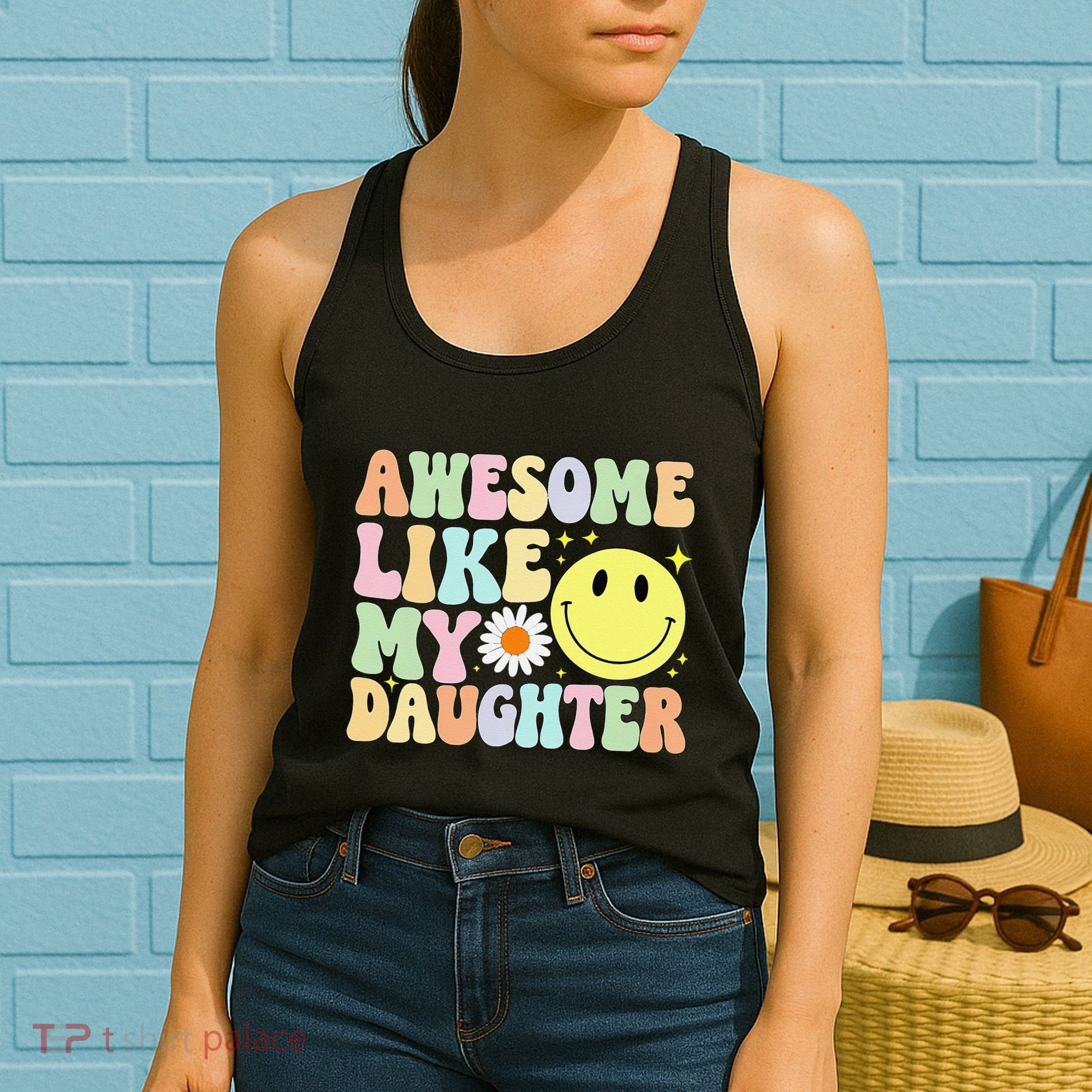 Funny FatherS Day Awesome Like My Daughter Retro Groovy Dad Women's Tank Top