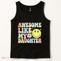 Funny FatherS Day Awesome Like My Daughter Retro Groovy Dad Tank Top thumb 2