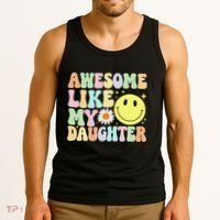 Funny FatherS Day Awesome Like My Daughter Retro Groovy Dad Tank Top thumb 3