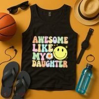 Funny FatherS Day Awesome Like My Daughter Retro Groovy Dad Tank Top thumb 4