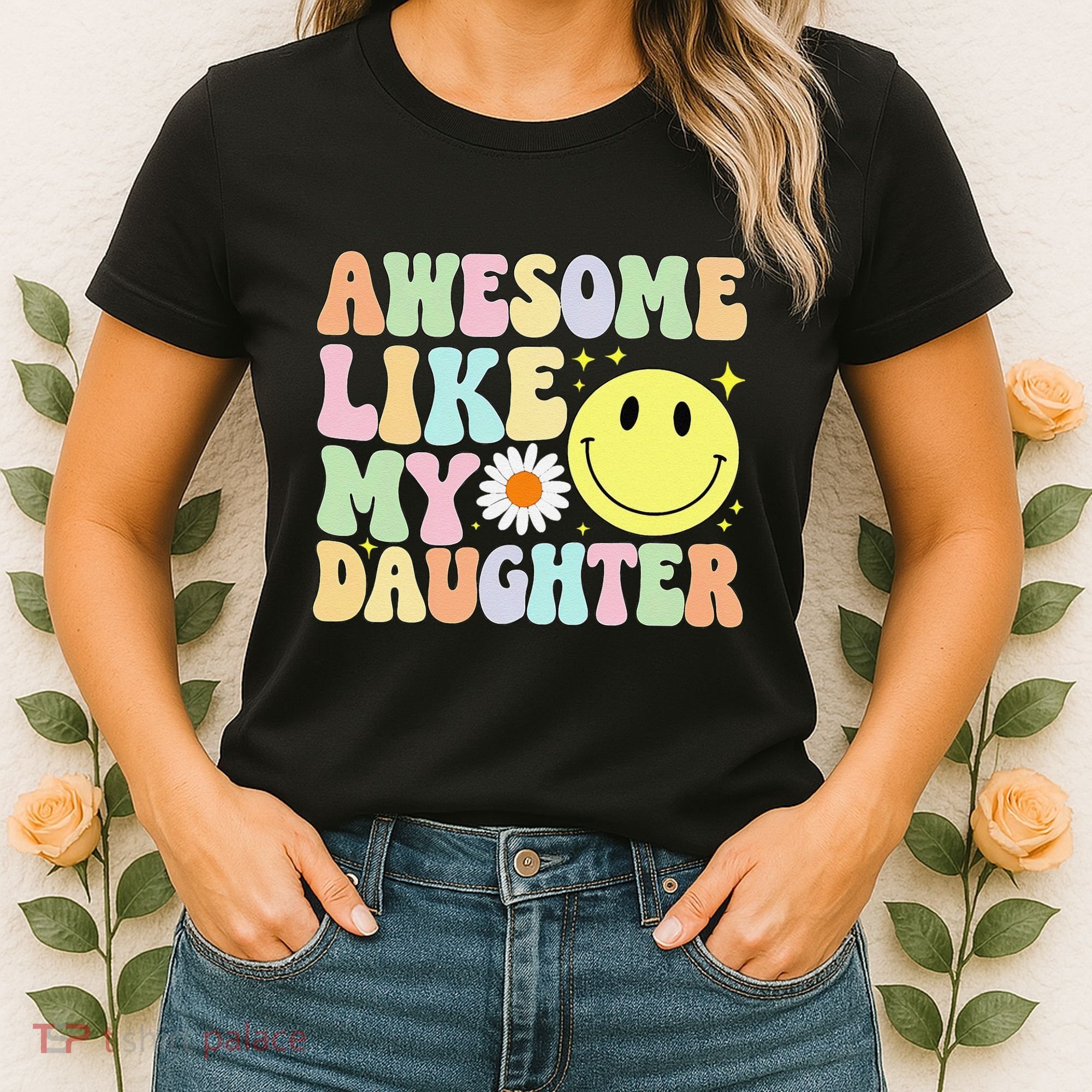 Funny FatherS Day Awesome Like My Daughter Retro Groovy Dad Women's T-Shirt