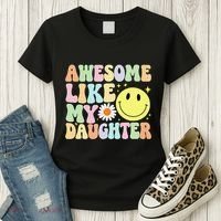 Funny FatherS Day Awesome Like My Daughter Retro Groovy Dad Women's T-Shirt thumb 3