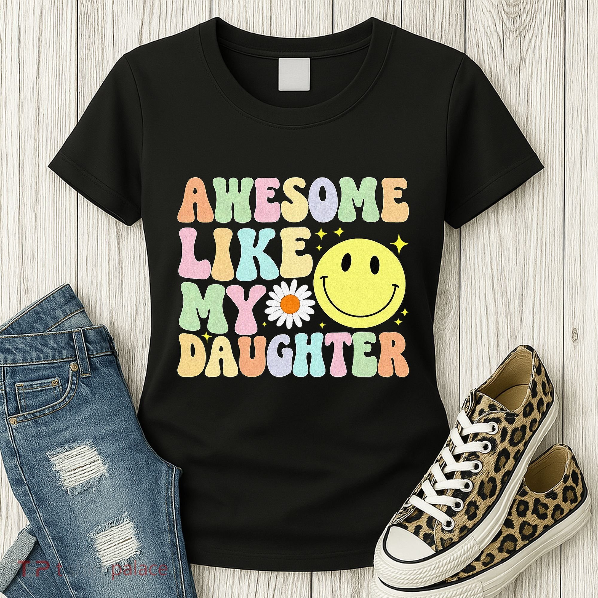 Funny FatherS Day Awesome Like My Daughter Retro Groovy Dad Women's T-Shirt