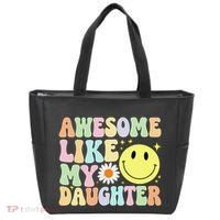 Funny FatherS Day Awesome Like My Daughter Retro Groovy Dad Tote Bag thumb 0