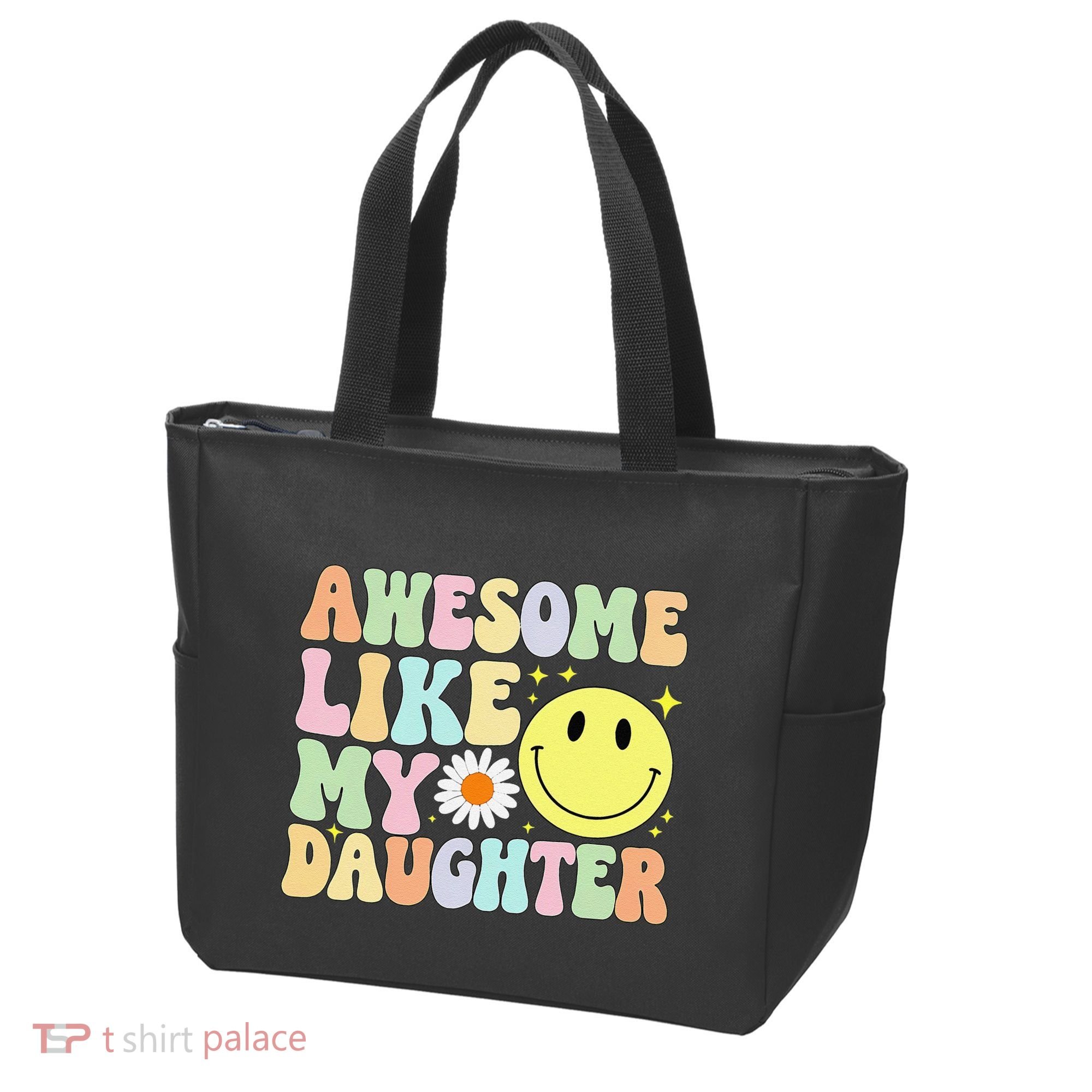 Funny FatherS Day Awesome Like My Daughter Retro Groovy Dad Tote Bag