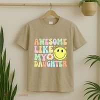 Funny FatherS Day Awesome Like My Daughter Retro Groovy Dad T-Shirt thumb 2