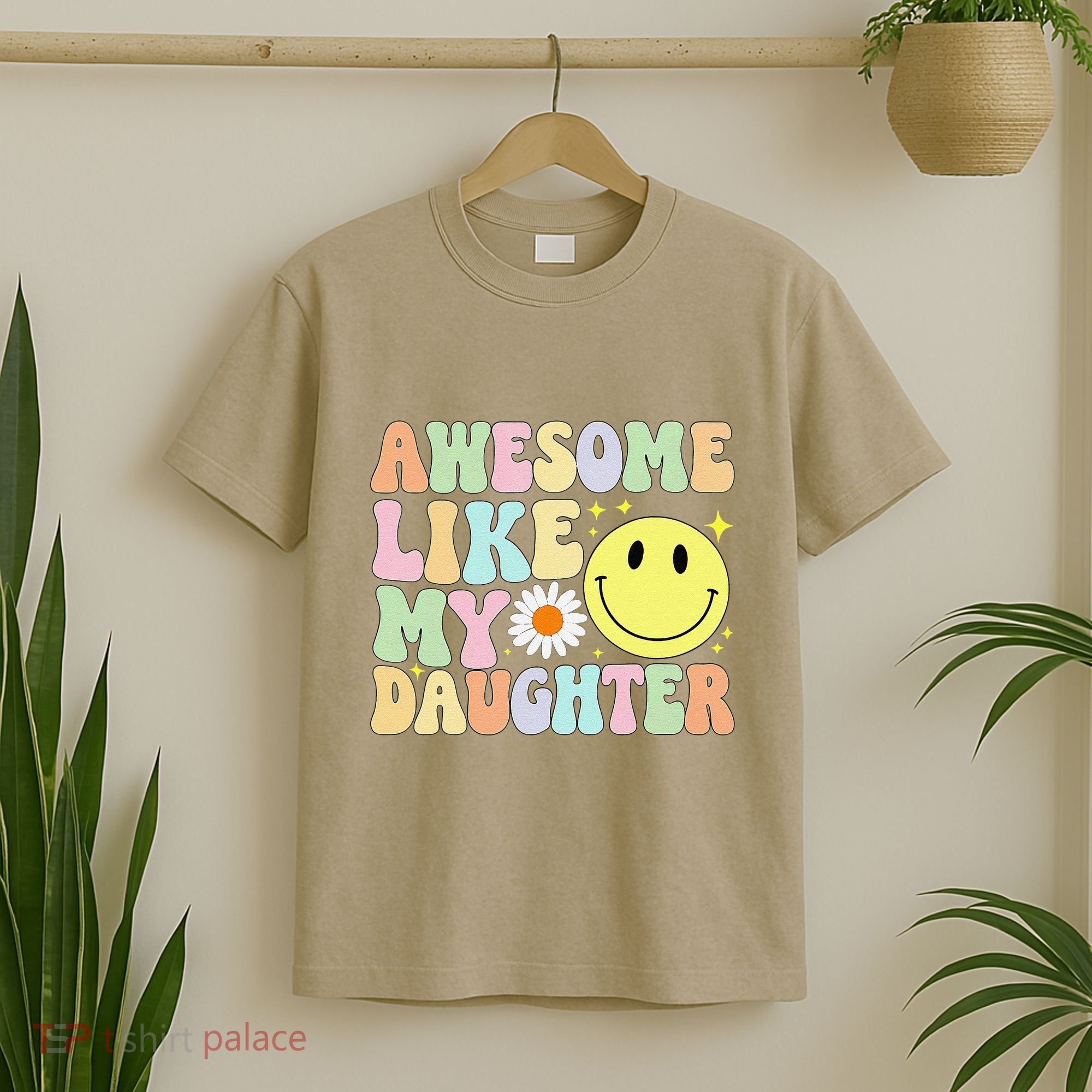 Funny FatherS Day Awesome Like My Daughter Retro Groovy Dad T-Shirt