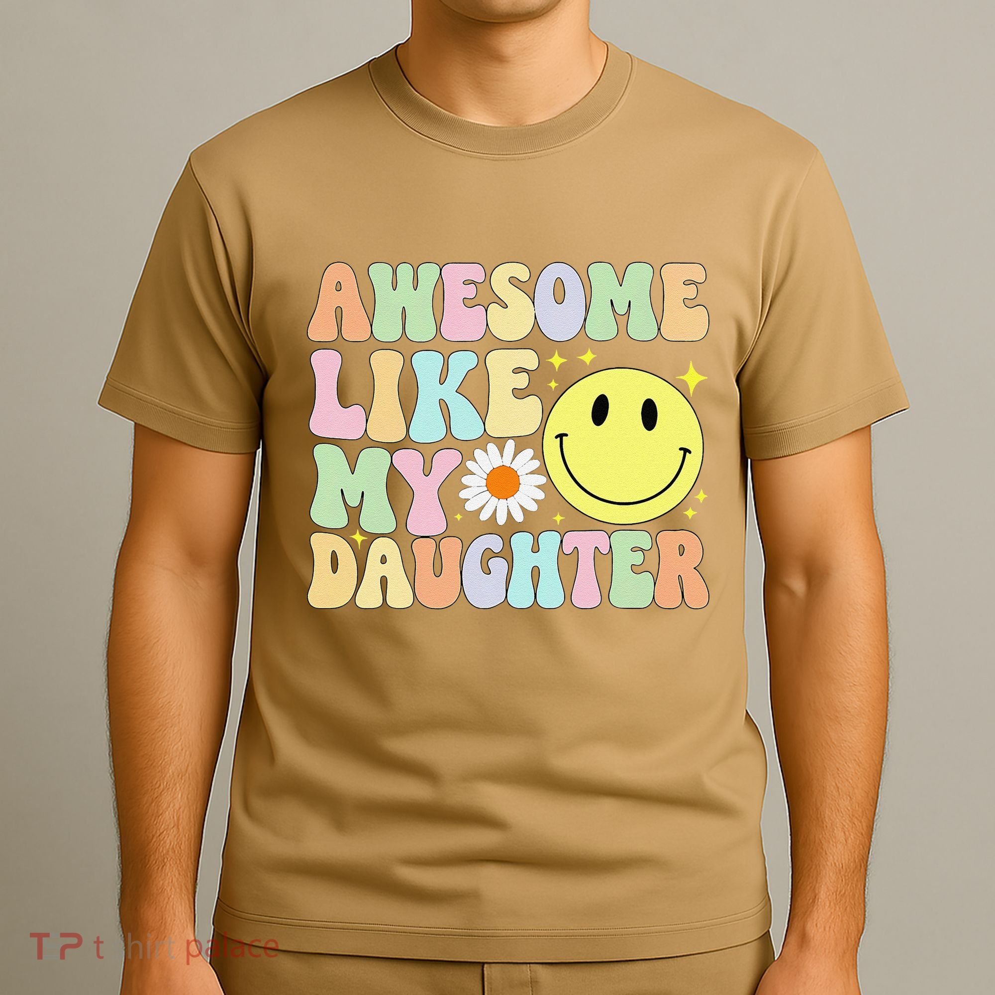 Funny FatherS Day Awesome Like My Daughter Retro Groovy Dad T-Shirt