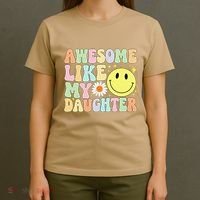 Funny FatherS Day Awesome Like My Daughter Retro Groovy Dad T-Shirt thumb 4