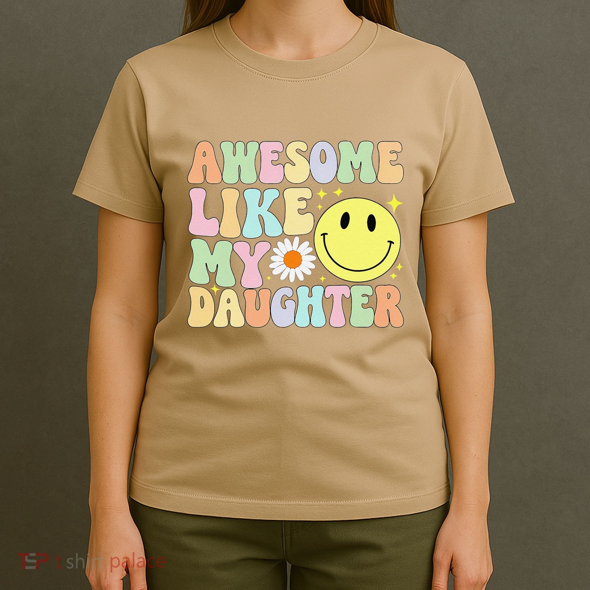 Funny FatherS Day Awesome Like My Daughter Retro Groovy Dad T-Shirt