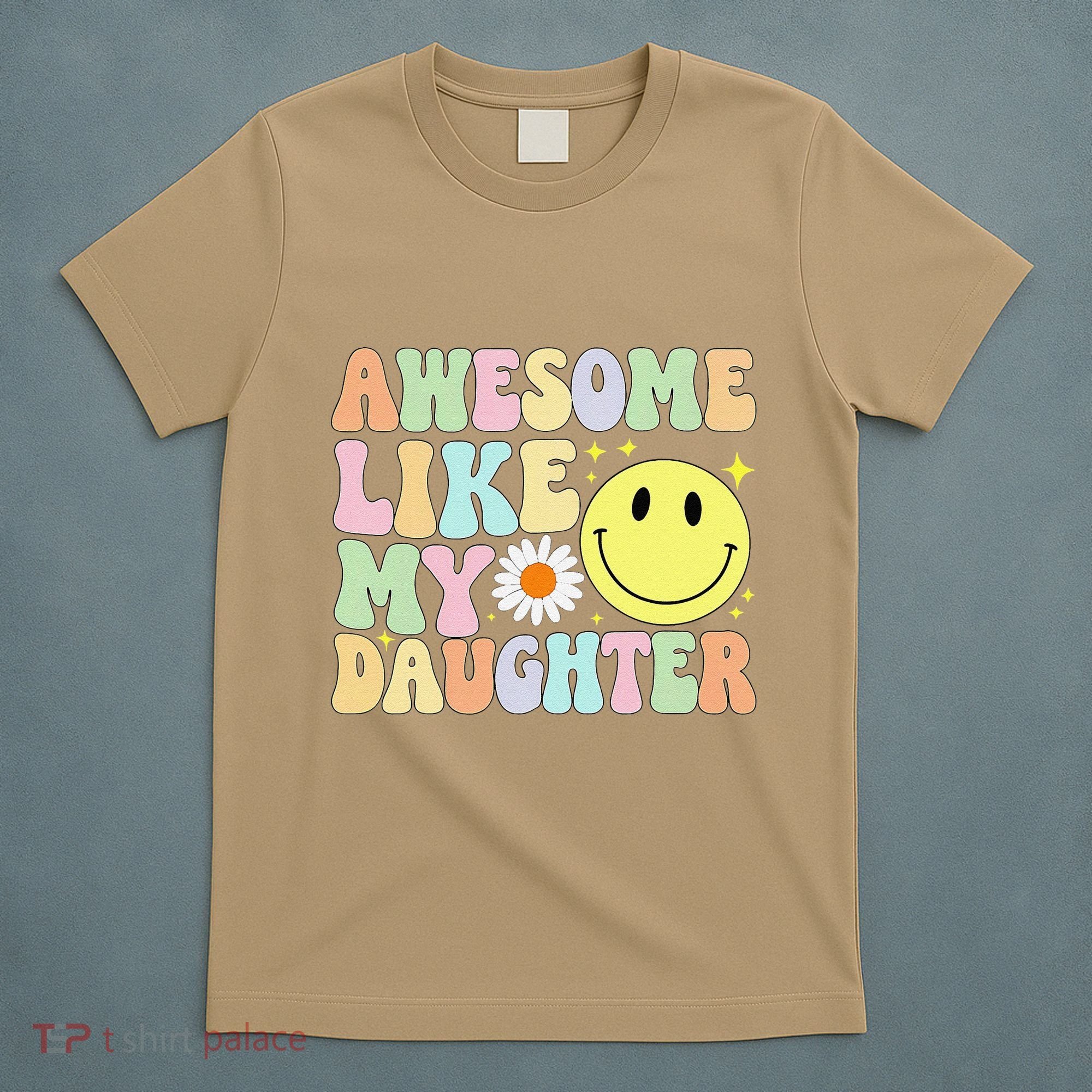 Funny FatherS Day Awesome Like My Daughter Retro Groovy Dad T-Shirt