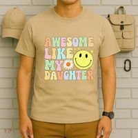 Funny FatherS Day Awesome Like My Daughter Retro Groovy Dad T-Shirt thumb 6