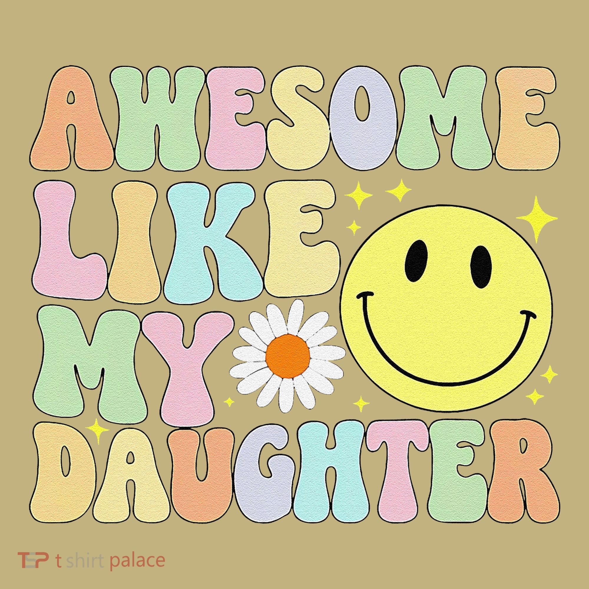 Funny FatherS Day Awesome Like My Daughter Retro Groovy Dad Polo
