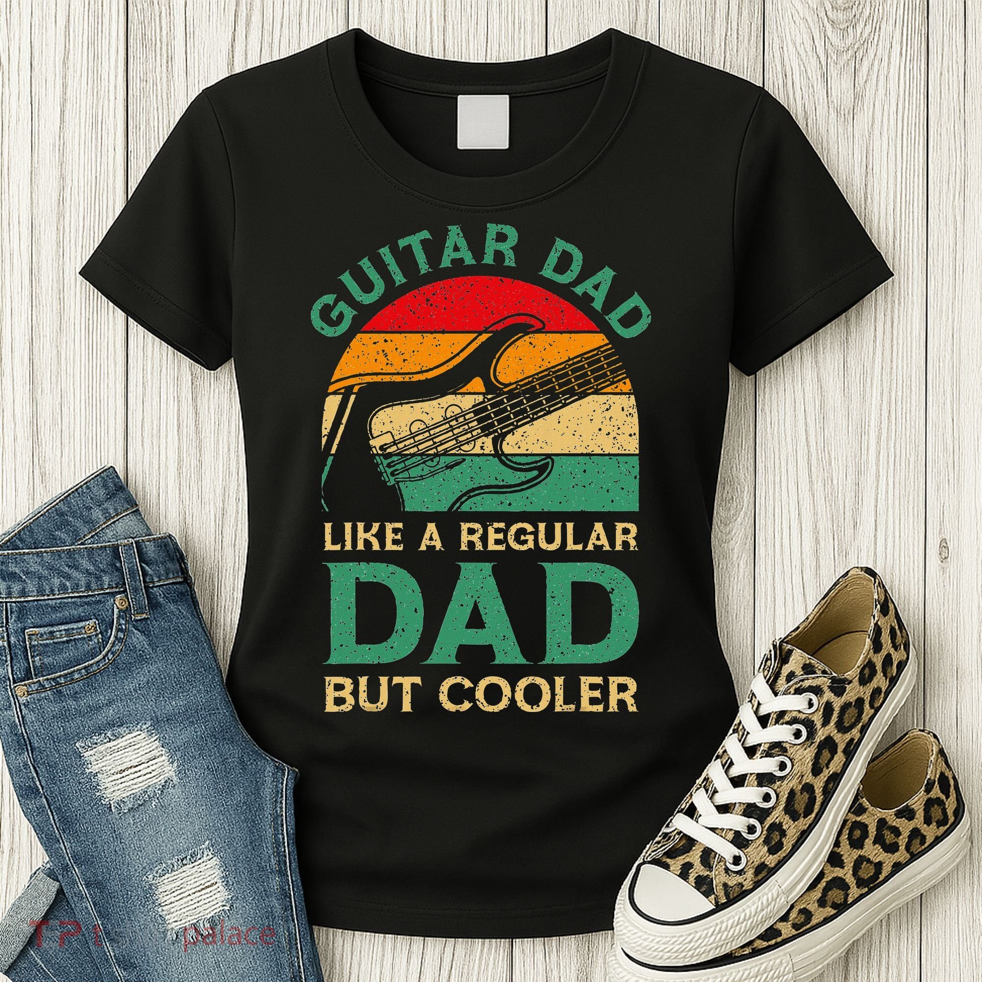 Funny Fathers Day Guitar Dad For Guitarist Music Lover Dad Women's T-Shirt