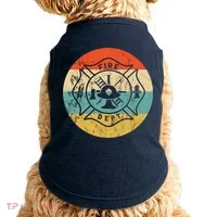 Fireman Fire Department Retro Vintage Firefighter Logo Doggie Tank thumb 0