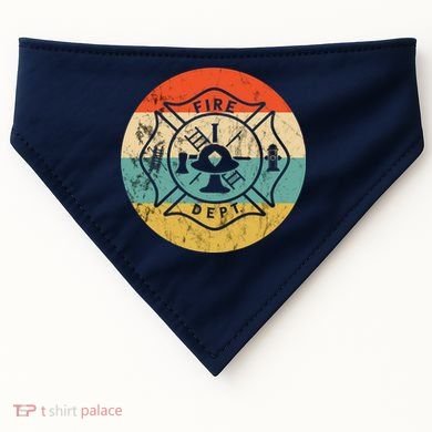 Fireman Fire Department Retro Vintage Firefighter Logo USA-Made Doggie Bandana