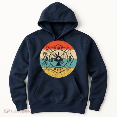 Fireman Fire Department Retro Vintage Firefighter Logo Hoodie