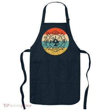 Fireman Fire Department Retro Vintage Firefighter Logo Apron