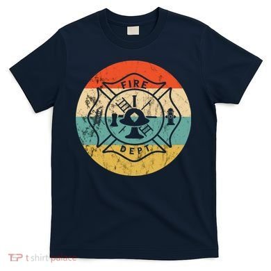 Fireman Fire Department Retro Vintage Firefighter Logo T-Shirt