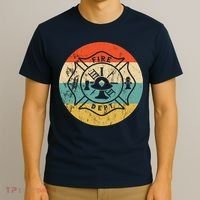 Fireman Fire Department Retro Vintage Firefighter Logo T-Shirt thumb 3