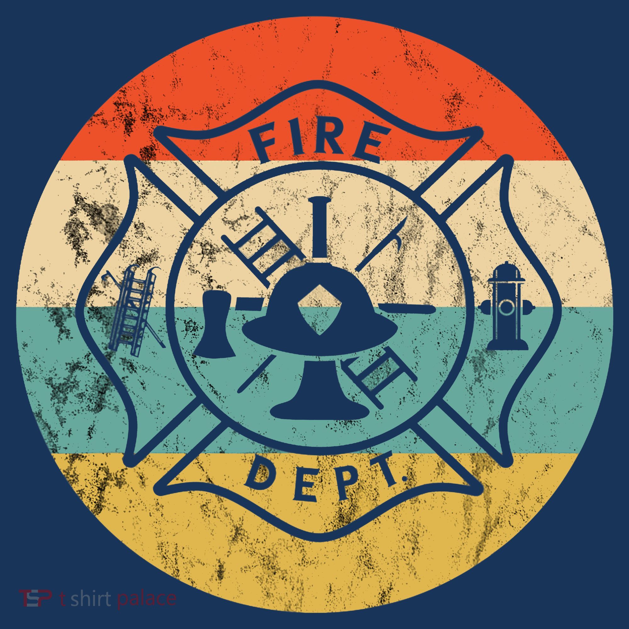 Fireman Fire Department Retro Vintage Firefighter Logo T-Shirt