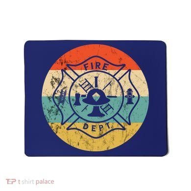Fireman Fire Department Retro Vintage Firefighter Logo Mousepad