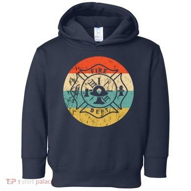 Fireman Fire Department Retro Vintage Firefighter Logo Toddler Hoodie
