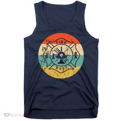 Fireman Fire Department Retro Vintage Firefighter Logo Tank Top