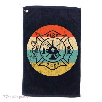 Fireman Fire Department Retro Vintage Firefighter Logo Golf Towel