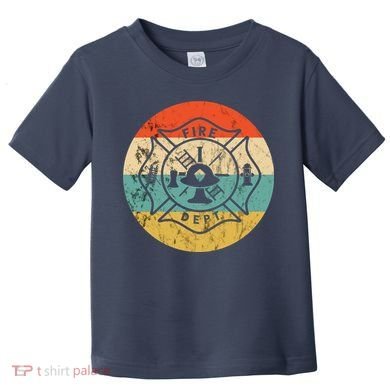 Fireman Fire Department Retro Vintage Firefighter Logo Toddler T-Shirt