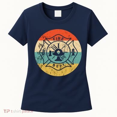Fireman Fire Department Retro Vintage Firefighter Logo Women's T-Shirt