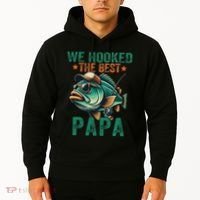 Funny Fisherman Dad We Hooked The Best Papa Hoodie thumb 2