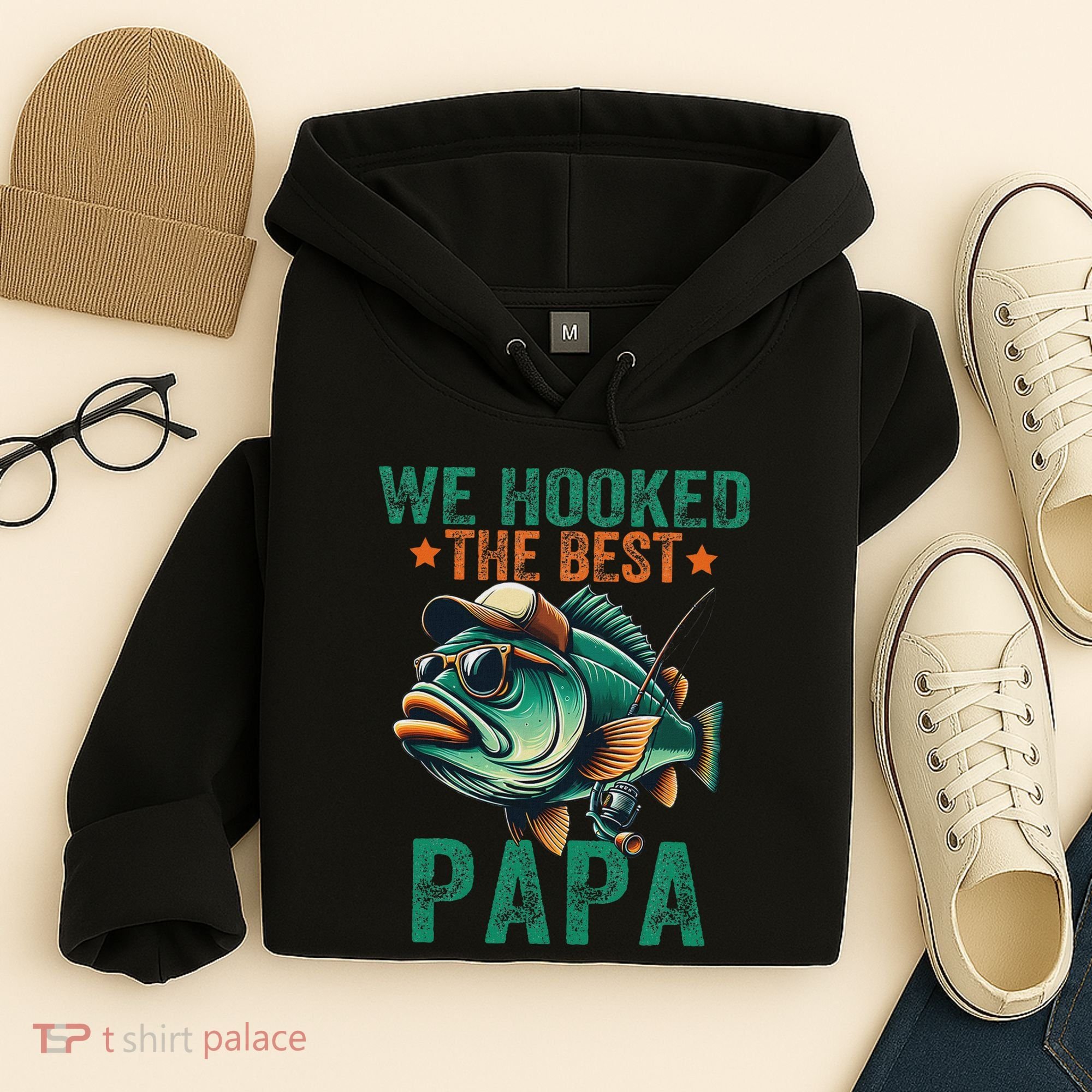 Funny Fisherman Dad We Hooked The Best Papa Hoodie
