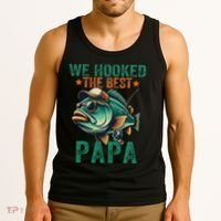 Funny Fisherman Dad We Hooked The Best Papa Tank Top thumb 3