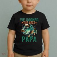 Funny Fisherman Dad We Hooked The Best Papa Toddler T-Shirt thumb 2