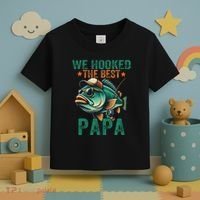 Funny Fisherman Dad We Hooked The Best Papa Toddler T-Shirt thumb 3