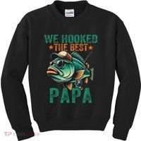 Funny Fisherman Dad We Hooked The Best Papa Kids Sweatshirt thumb 0