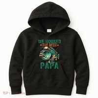 Funny Fisherman Dad We Hooked The Best Papa Kids Hoodie thumb 0