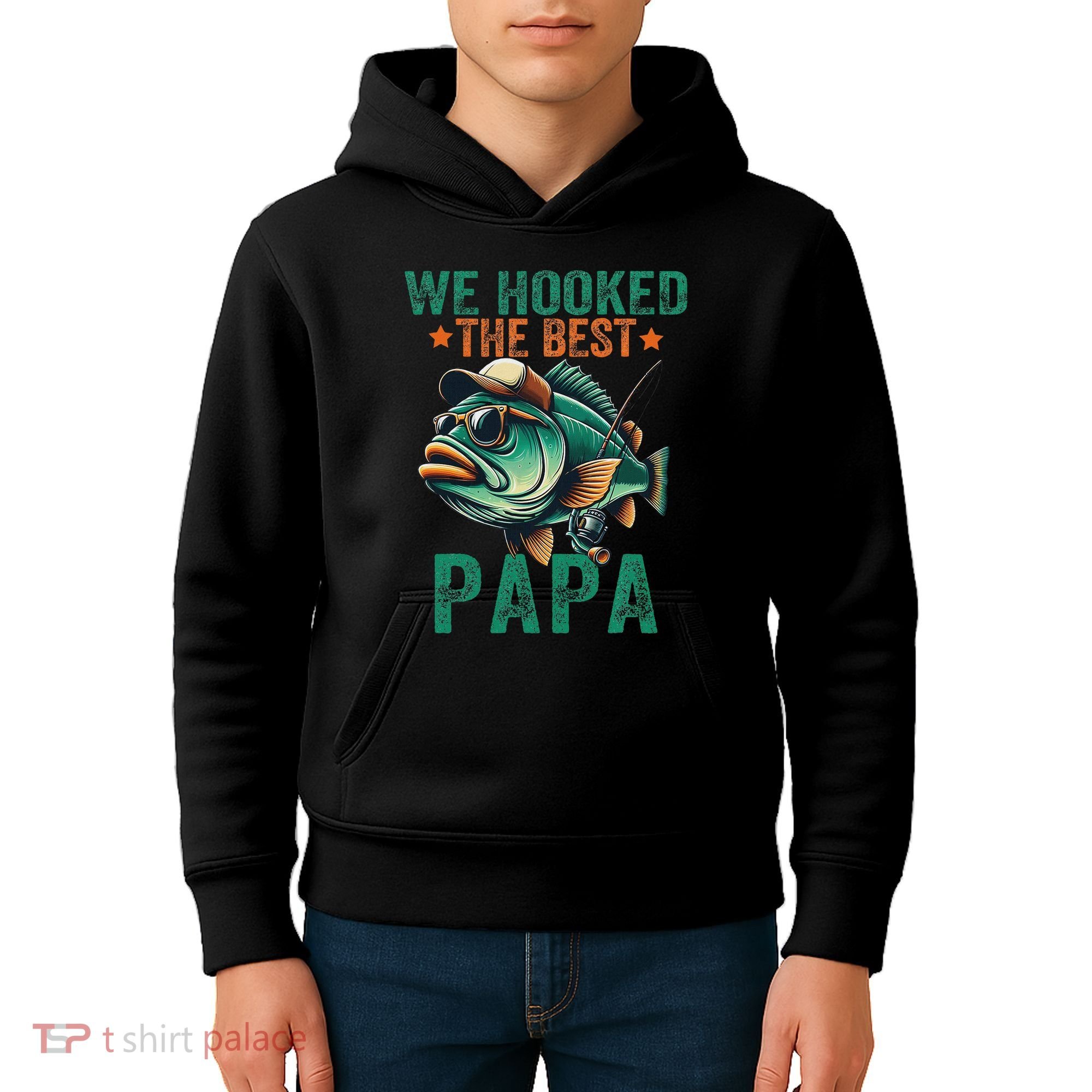 Funny Fisherman Dad We Hooked The Best Papa Kids Hoodie