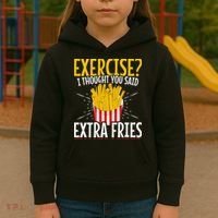 Fast Food Exercise I Thought You Said Extra Fries Kids Hoodie thumb 3