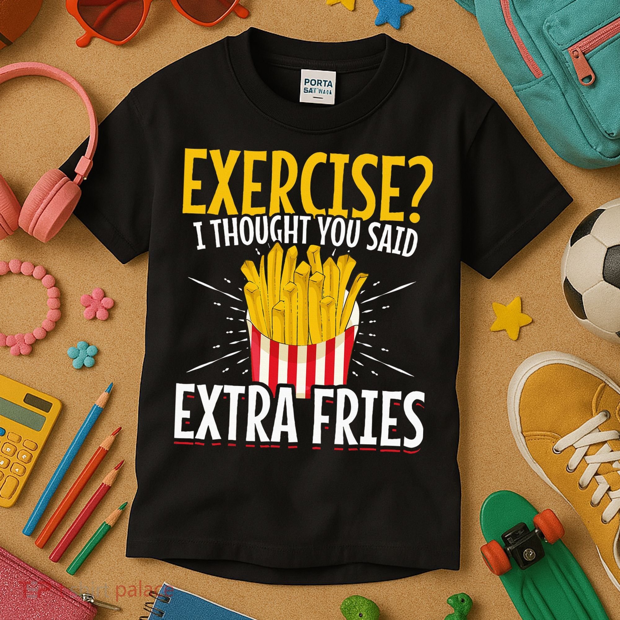 Fast Food Exercise I Thought You Said Extra Fries Kids T-Shirt