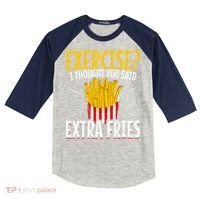 Fast Food Exercise I Thought You Said Extra Fries Kids Colorblock Raglan Jersey thumb 0