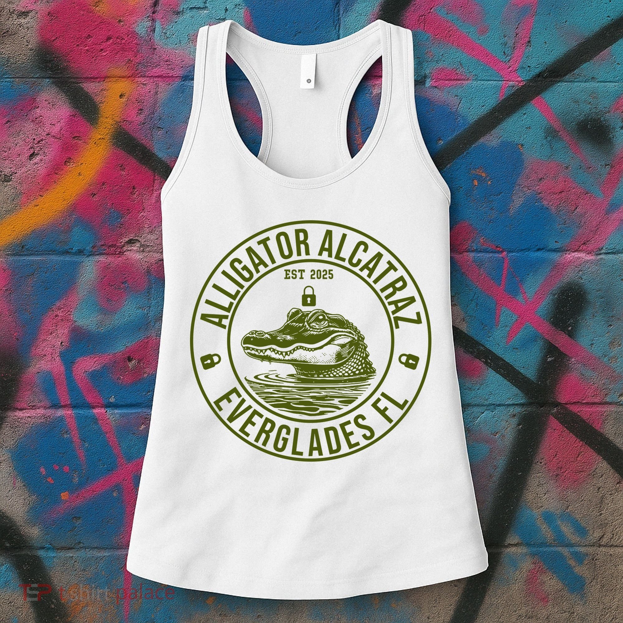 Funny Florida Everglades FL Meme Alligator Alcatraz Women's Tank Top