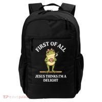 Funny Frog First Of All Jesus Thinks I'm A Delight Backpack thumb 0